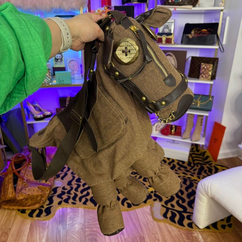 New Canvas Horse Shaped Crossbody Shoulder Bag Handbag Steampunk Horse Purse - Picture 2 of 12